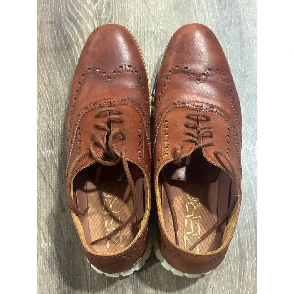 Cole Haan Zerogrand Wingtip Oxford Mens 8.5 M British‎ Tan Leather C23741